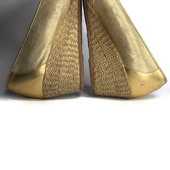 Vintage La Badia Gold Espadrilles Wedges 7 37 made in Italy - Picture 11 of 12